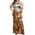 Personalized Fiji Spring Break Off Shoulder Maxi Dress Fijian Tapa Pattern Brown LT05 Women Brown - Polynesian Pride