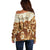 Personalized Fiji Spring Break Off Shoulder Sweater Fijian Tapa Pattern Brown LT05 - Polynesian Pride