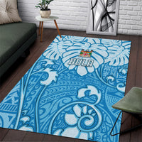 Fiji Spring Break Area Rug Fijian Tapa Pattern Blue LT05 Blue - Polynesian Pride