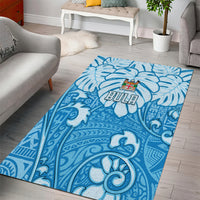 Fiji Spring Break Area Rug Fijian Tapa Pattern Blue LT05 - Polynesian Pride