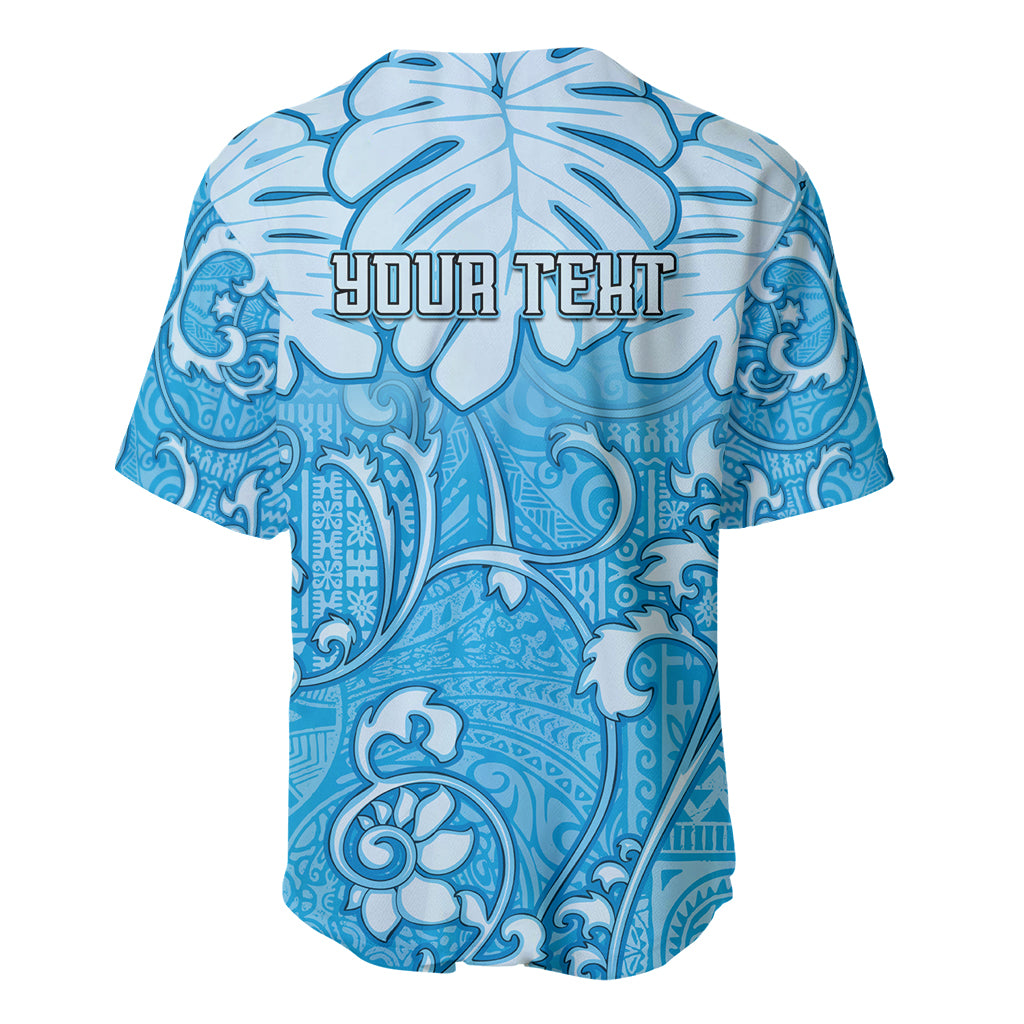 Personalized Fiji Spring Break Baseball Jersey Fijian Tapa Pattern Blue LT05 - Polynesian Pride