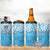 Personalized Fiji Spring Break 4 in 1 Can Cooler Tumbler Fijian Tapa Pattern Blue