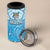 Personalized Fiji Spring Break 4 in 1 Can Cooler Tumbler Fijian Tapa Pattern Blue