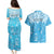 Personalized Fiji Spring Break Couples Matching Puletasi Dress and Hawaiian Shirt Fijian Tapa Pattern Blue LT05 - Polynesian Pride