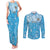 Personalized Fiji Spring Break Couples Matching Tank Maxi Dress and Long Sleeve Button Shirts Fijian Tapa Pattern Blue LT05 Blue - Polynesian Pride