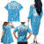 Personalized Fiji Spring Break Family Matching Off Shoulder Long Sleeve Dress and Hawaiian Shirt Fijian Tapa Pattern Blue LT05 - Polynesian Pride