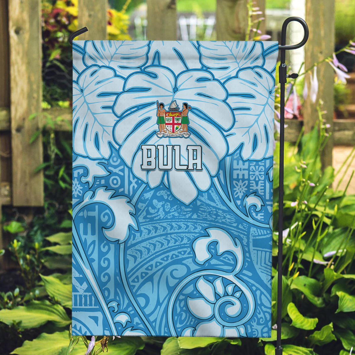 Fiji Spring Break Garden Flag Fijian Tapa Pattern Blue LT05 Garden Flag Blue - Polynesian Pride