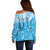 Personalized Fiji Spring Break Off Shoulder Sweater Fijian Tapa Pattern Blue LT05 - Polynesian Pride