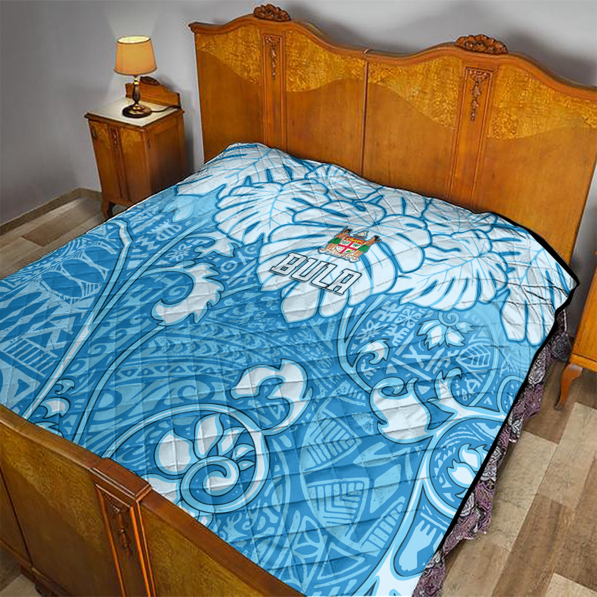 Fiji Spring Break Quilt Fijian Tapa Pattern Blue LT05 - Polynesian Pride