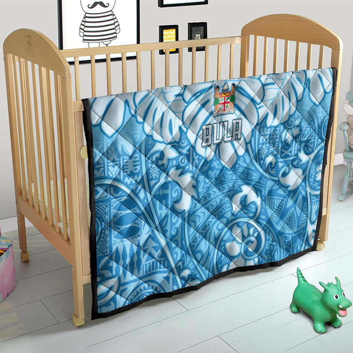 Fiji Spring Break Quilt Fijian Tapa Pattern Blue LT05 - Polynesian Pride