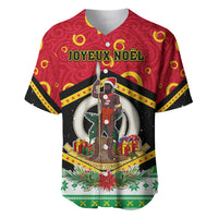 Personalized Vanuatu Christmas Baseball Jersey Santa God Yumi LT05 Red - Polynesian Pride