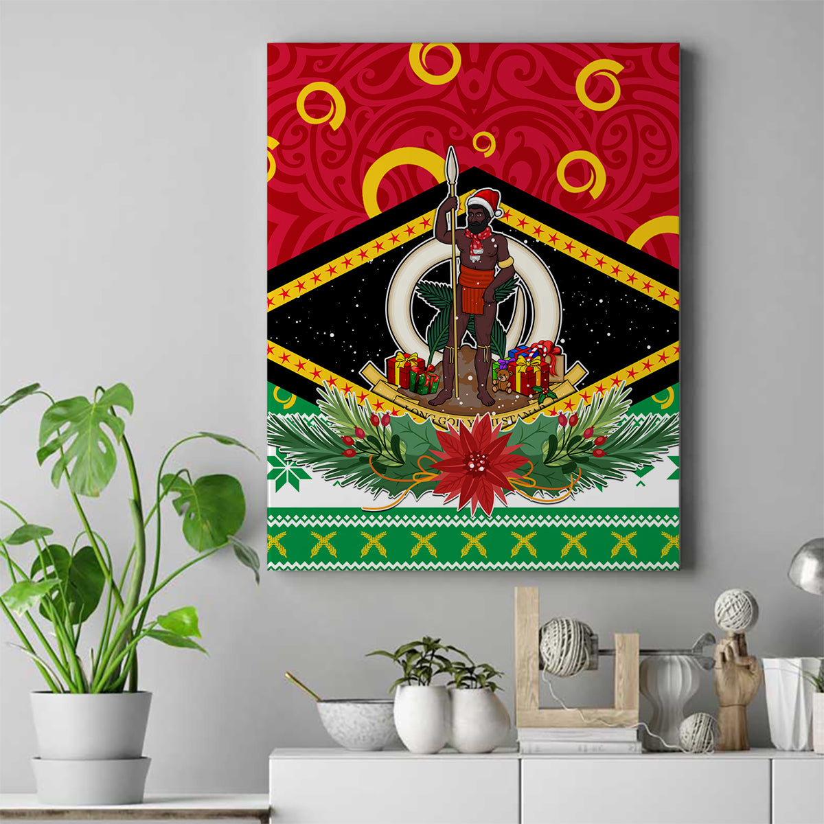 Vanuatu Christmas Canvas Wall Art Santa God Yumi LT05 Red - Polynesian Pride