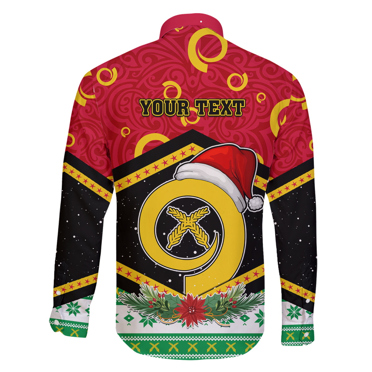 Personalized Vanuatu Christmas Family Matching Off Shoulder Long Sleeve Dress and Hawaiian Shirt Santa God Yumi LT05 - Polynesian Pride