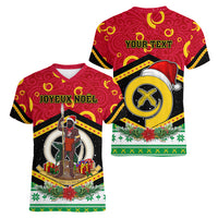Personalized Vanuatu Christmas Women V Neck T Shirt Santa God Yumi LT05 - Polynesian Pride