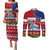 Personalized Samoa Christmas Couples Matching Puletasi Dress and Long Sleeve Button Shirts Santas Whale Manuia Le Kerisimasi LT05 Red - Polynesian Pride