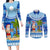 Personalized Fiji Christmas Couples Matching Long Sleeve Bodycon Dress and Long Sleeve Button Shirts Santa Claus Surf Marau Na Kerisimasi LT05 Blue - Polynesian Pride