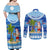 Personalized Fiji Christmas Couples Matching Off Shoulder Maxi Dress and Long Sleeve Button Shirts Santa Claus Surf Marau Na Kerisimasi LT05 - Polynesian Pride