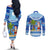 Personalized Fiji Christmas Couples Matching Off The Shoulder Long Sleeve Dress and Long Sleeve Button Shirts Santa Claus Surf Marau Na Kerisimasi LT05 - Polynesian Pride