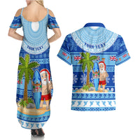Personalized Fiji Christmas Couples Matching Summer Maxi Dress and Hawaiian Shirt Santa Claus Surf Marau Na Kerisimasi LT05 - Polynesian Pride