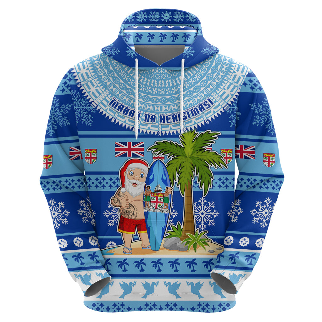 Personalized Fiji Christmas Hoodie Santa Claus Surf Marau Na Kerisimasi LT05 - Polynesian Pride