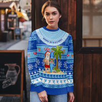 Personalised Fiji Christmas Ugly Christmas Sweater Santa Claus Surf Marau Na Kerisimasi LT05 - Polynesian Pride