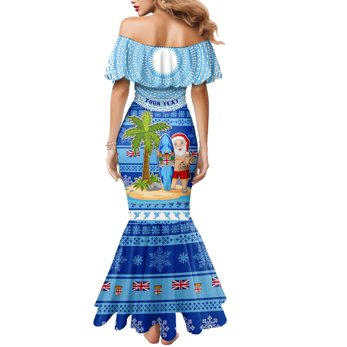 Personalized Fiji Christmas Mermaid Dress Santa Claus Surf Marau Na Kerisimasi LT05 - Polynesian Pride