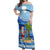 Personalized Fiji Christmas Off Shoulder Maxi Dress Santa Claus Surf Marau Na Kerisimasi LT05 Women Blue - Polynesian Pride