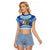 Personalized Fiji Christmas Raglan Cropped T Shirt Santa Claus Surf Marau Na Kerisimasi LT05 Female Blue - Polynesian Pride