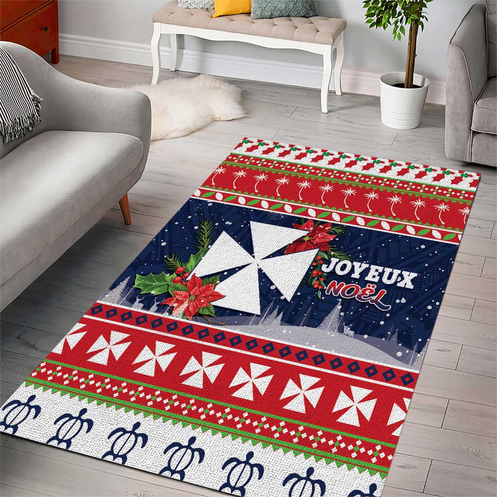 Wallis and Futuna Christmas Area Rug Poinsettia Joyeux Noel