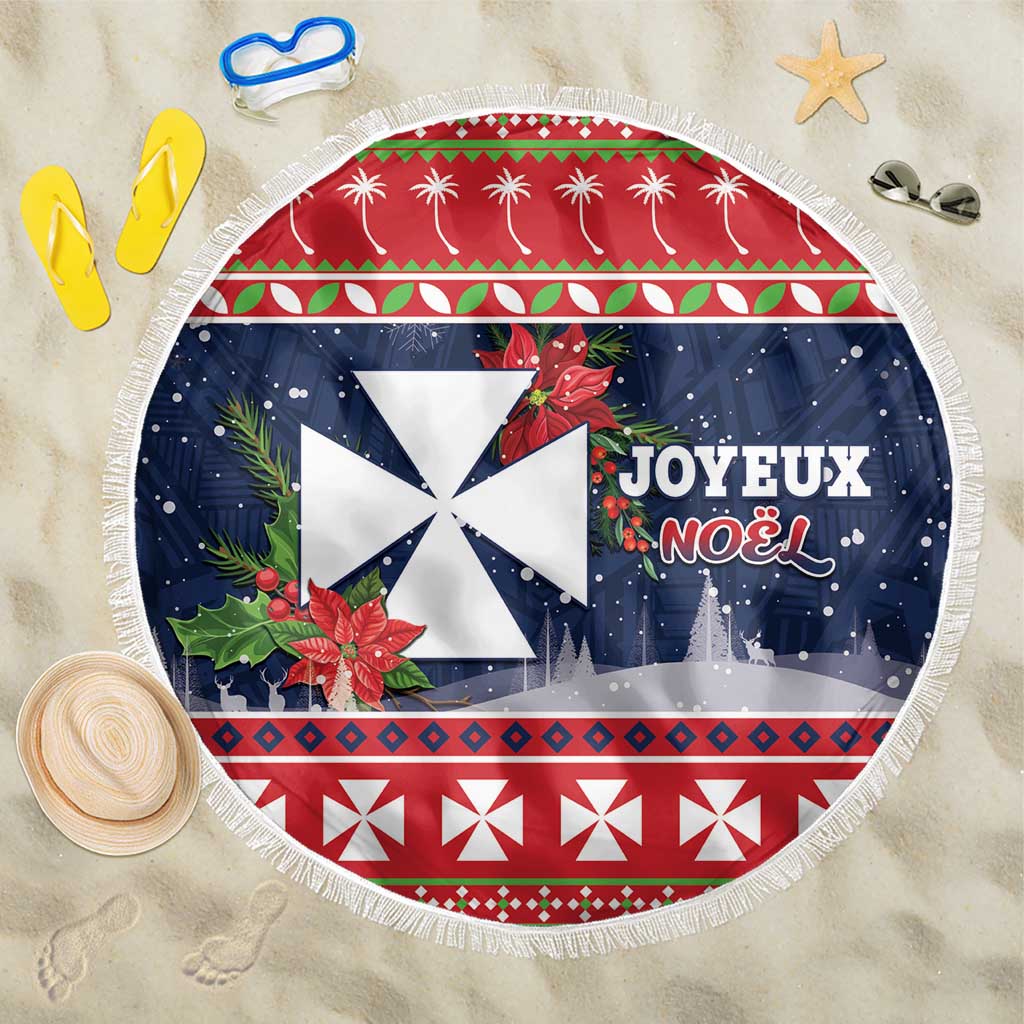 Wallis and Futuna Christmas Beach Blanket Poinsettia Joyeux Noel