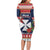 Wallis and Futuna Christmas Long Sleeve Bodycon Dress Poinsettia Joyeux Noel