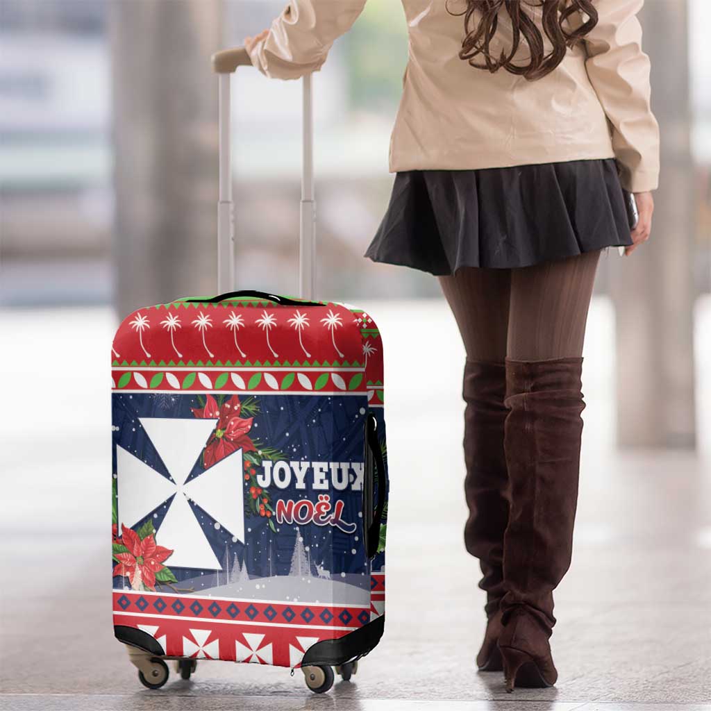 Wallis and Futuna Christmas Luggage Cover Poinsettia Joyeux Noel