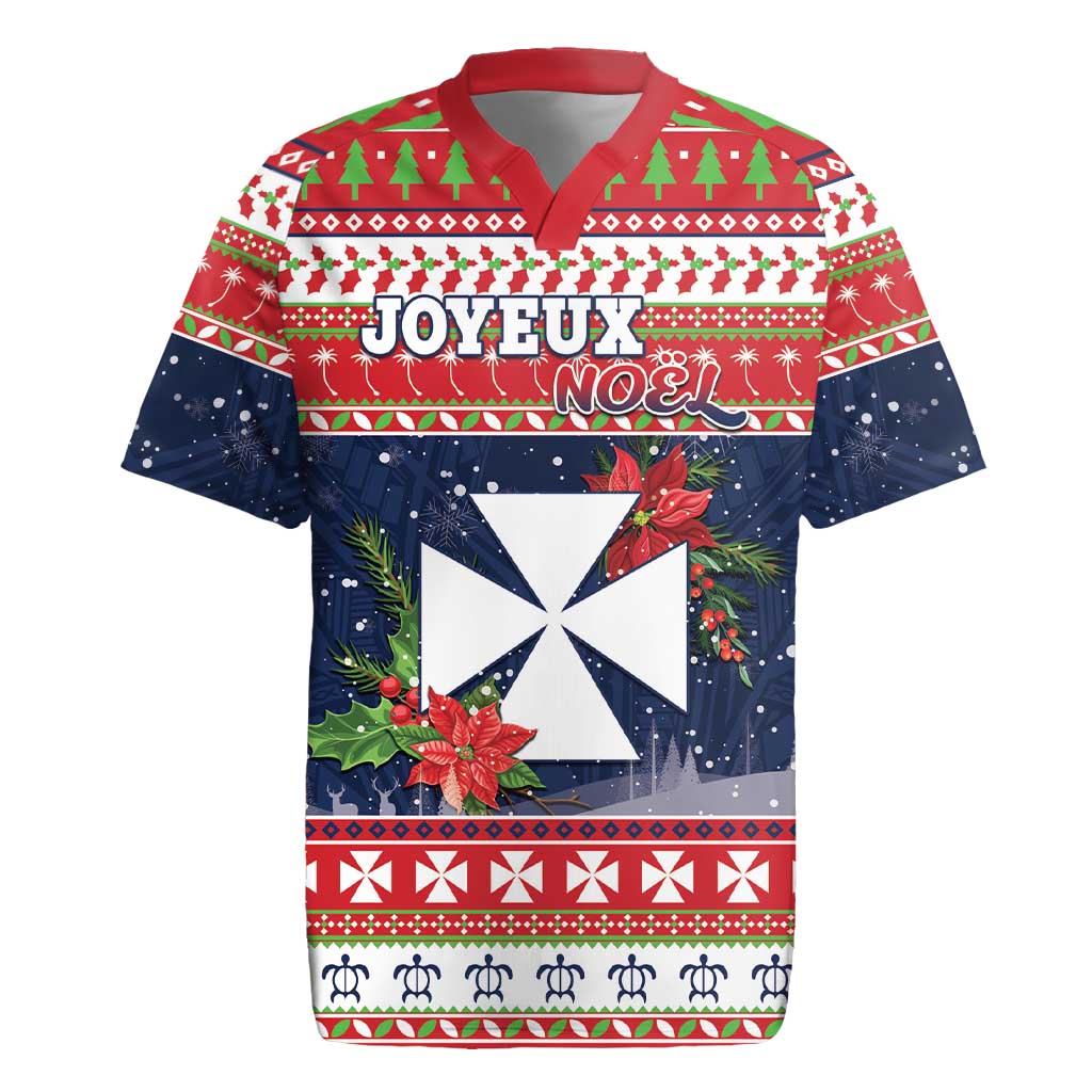 Wallis and Futuna Christmas Rugby Jersey Poinsettia Joyeux Noel