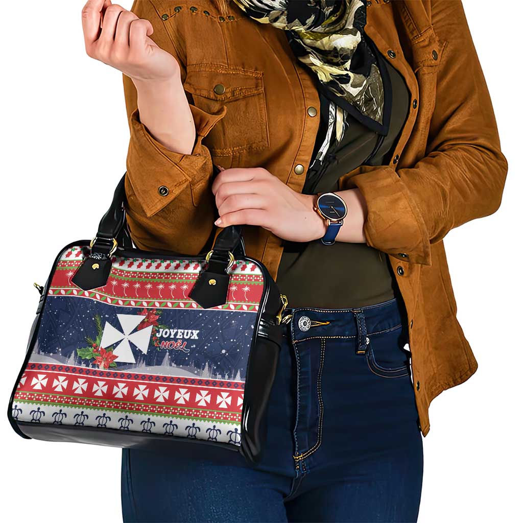 Wallis and Futuna Christmas Shoulder Handbag Poinsettia Joyeux Noel