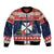 Wallis and Futuna Christmas Sleeve Zip Bomber Jacket Poinsettia Joyeux Noel