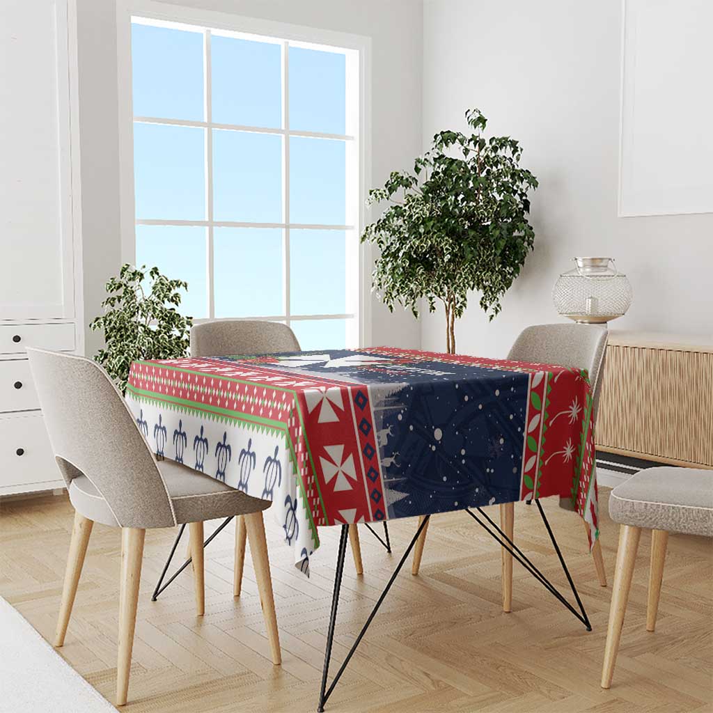 Wallis and Futuna Christmas Tablecloth Poinsettia Joyeux Noel