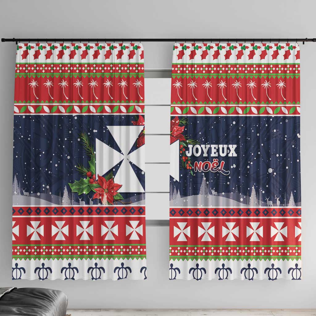 Wallis and Futuna Christmas Window Curtain Poinsettia Joyeux Noel