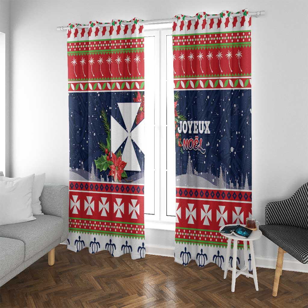 Wallis and Futuna Christmas Window Curtain Poinsettia Joyeux Noel