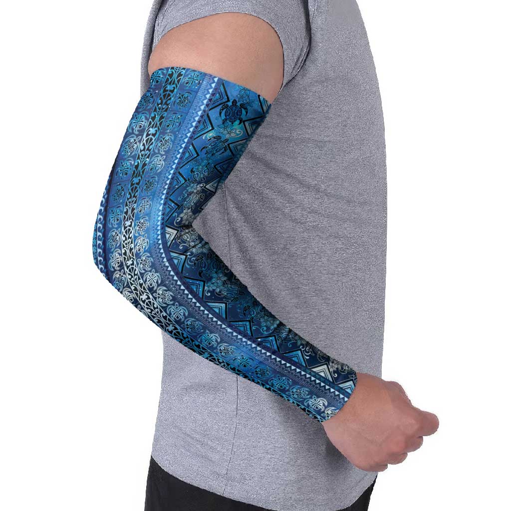 Hawaii Makahiki Turtle Arm Sleeves Galaxy Tapa Pattern - Polynesian Pride
