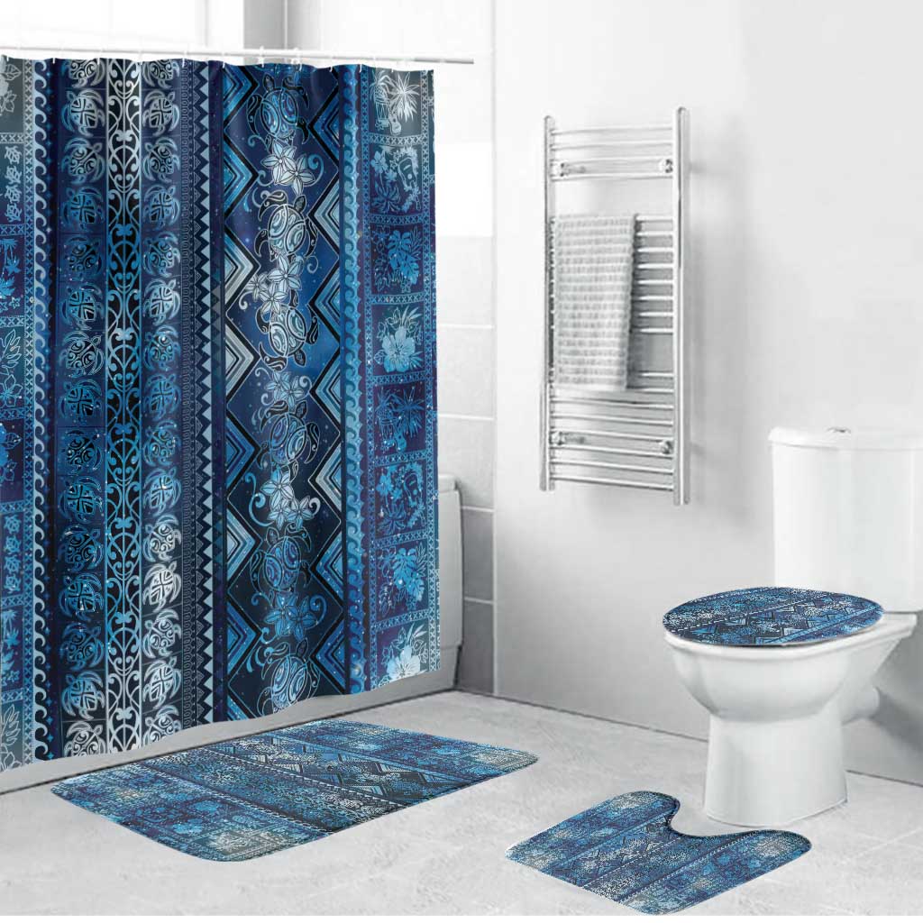 Hawaii Makahiki Turtle Bathroom Set Galaxy Tapa Pattern - Polynesian Pride