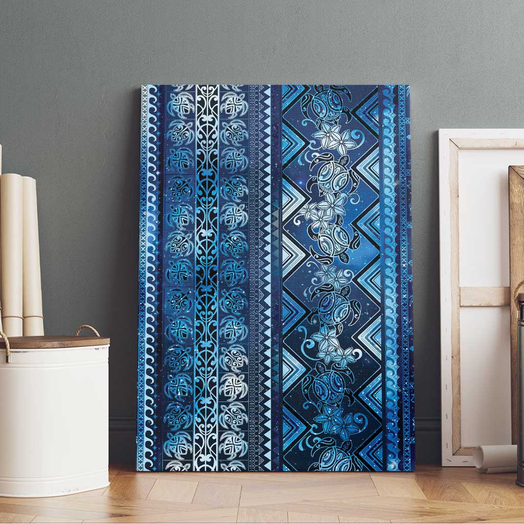 Hawaii Makahiki Turtle Canvas Wall Art Galaxy Tapa Pattern - Polynesian Pride