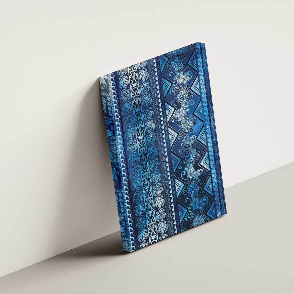 Hawaii Makahiki Turtle Canvas Wall Art Galaxy Tapa Pattern - Polynesian Pride