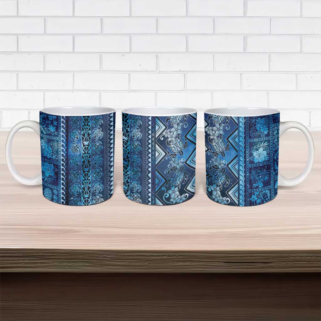 Hawaii Makahiki Turtle Ceramic Mug Galaxy Tapa Pattern - Polynesian Pride