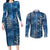 Hawaii Makahiki Turtle Couples Matching Long Sleeve Bodycon Dress and Long Sleeve Button Shirt Galaxy Tapa Pattern - Polynesian Pride