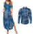 Hawaii Makahiki Turtle Couples Matching Summer Maxi Dress and Long Sleeve Button Shirt Galaxy Tapa Pattern - Polynesian Pride