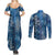 Hawaii Makahiki Turtle Couples Matching Summer Maxi Dress and Long Sleeve Button Shirt Galaxy Tapa Pattern - Polynesian Pride