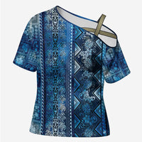 Hawaii Makahiki Turtle Cross Shoulder Shirt Galaxy Tapa Pattern - Polynesian Pride