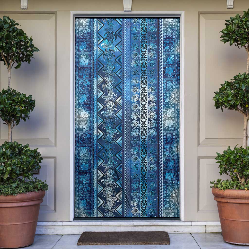 Hawaii Makahiki Turtle Door Cover Galaxy Tapa Pattern - Polynesian Pride