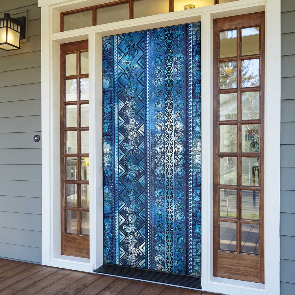 Hawaii Makahiki Turtle Door Cover Galaxy Tapa Pattern - Polynesian Pride
