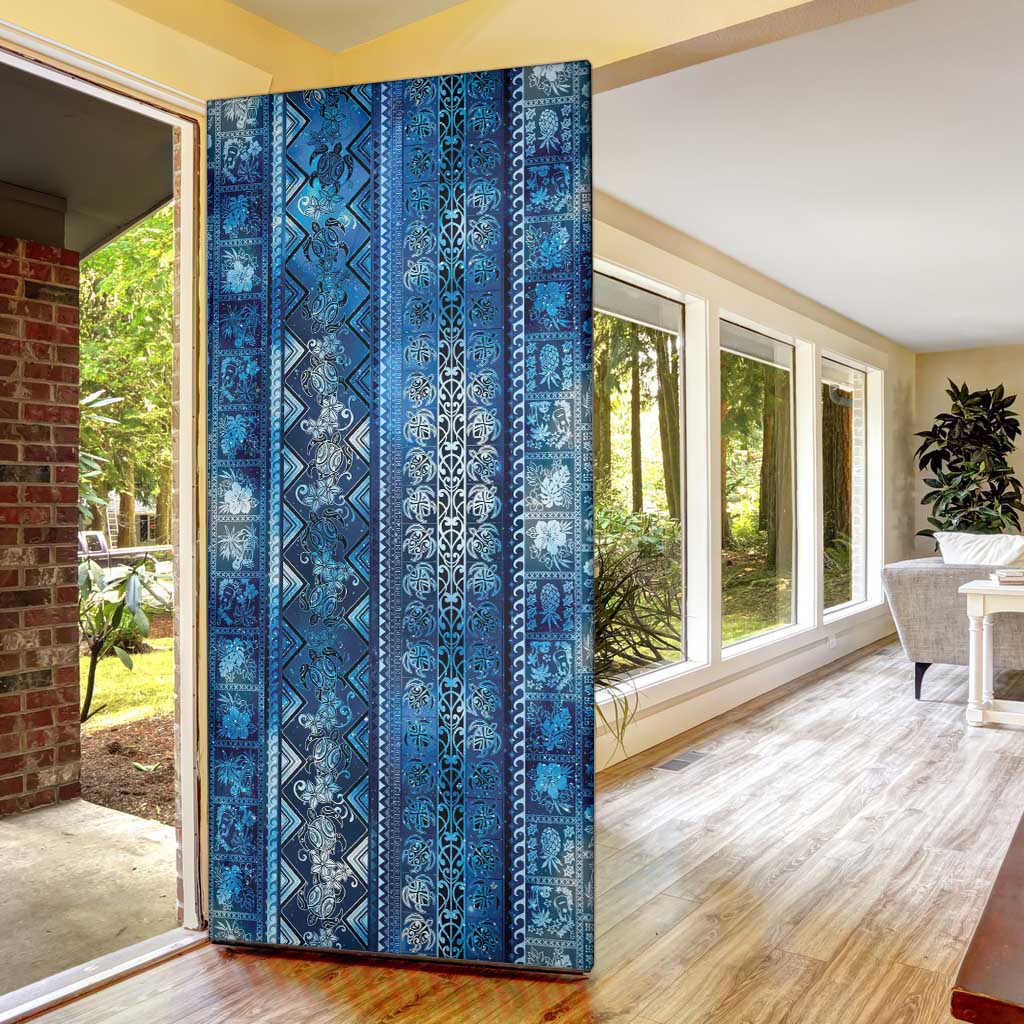 Hawaii Makahiki Turtle Door Cover Galaxy Tapa Pattern - Polynesian Pride